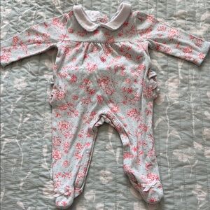 Mud Pie Pink and Gray Floral Footie